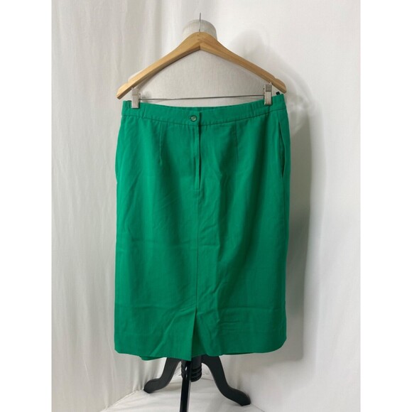 Paul Stanley Womens Size 14 Wool Skirt Green Knee Length Lined - Picture 5 of 9